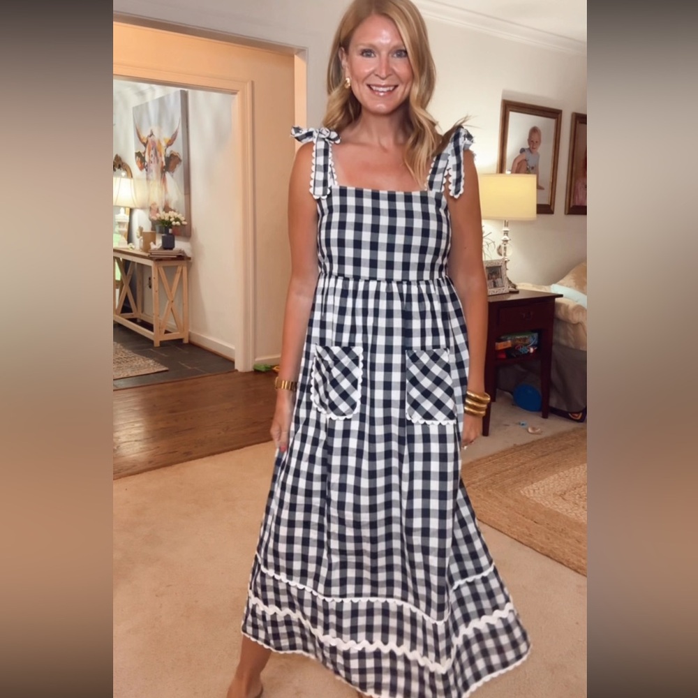 Gingham Maxi Dress in Black and White